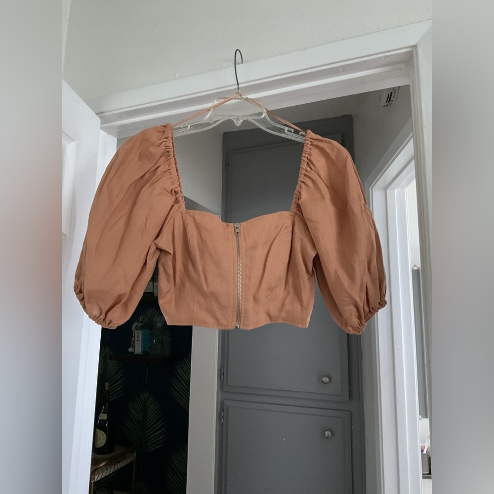NICHOLAS Dawn Puff Sleeve Crop Blouse